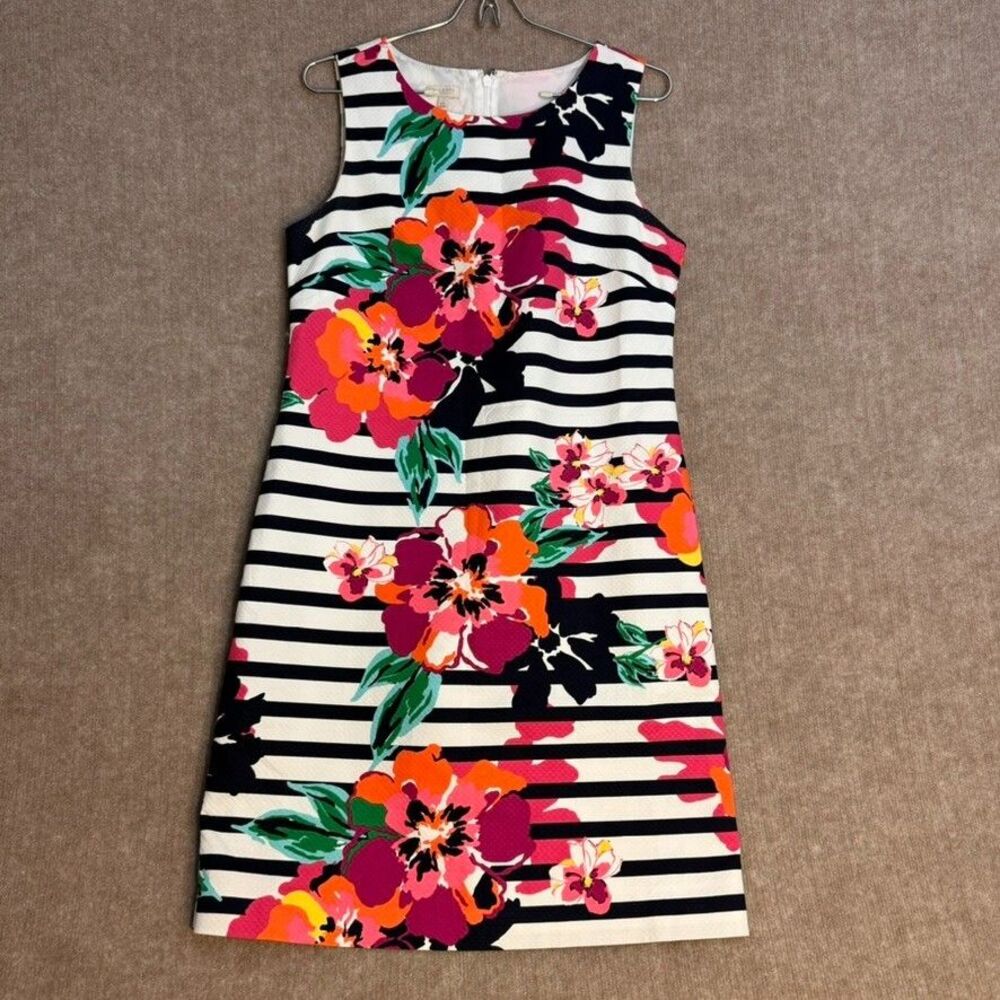 Talbot 10P Navy Stripe Floral Sheath Dress‎